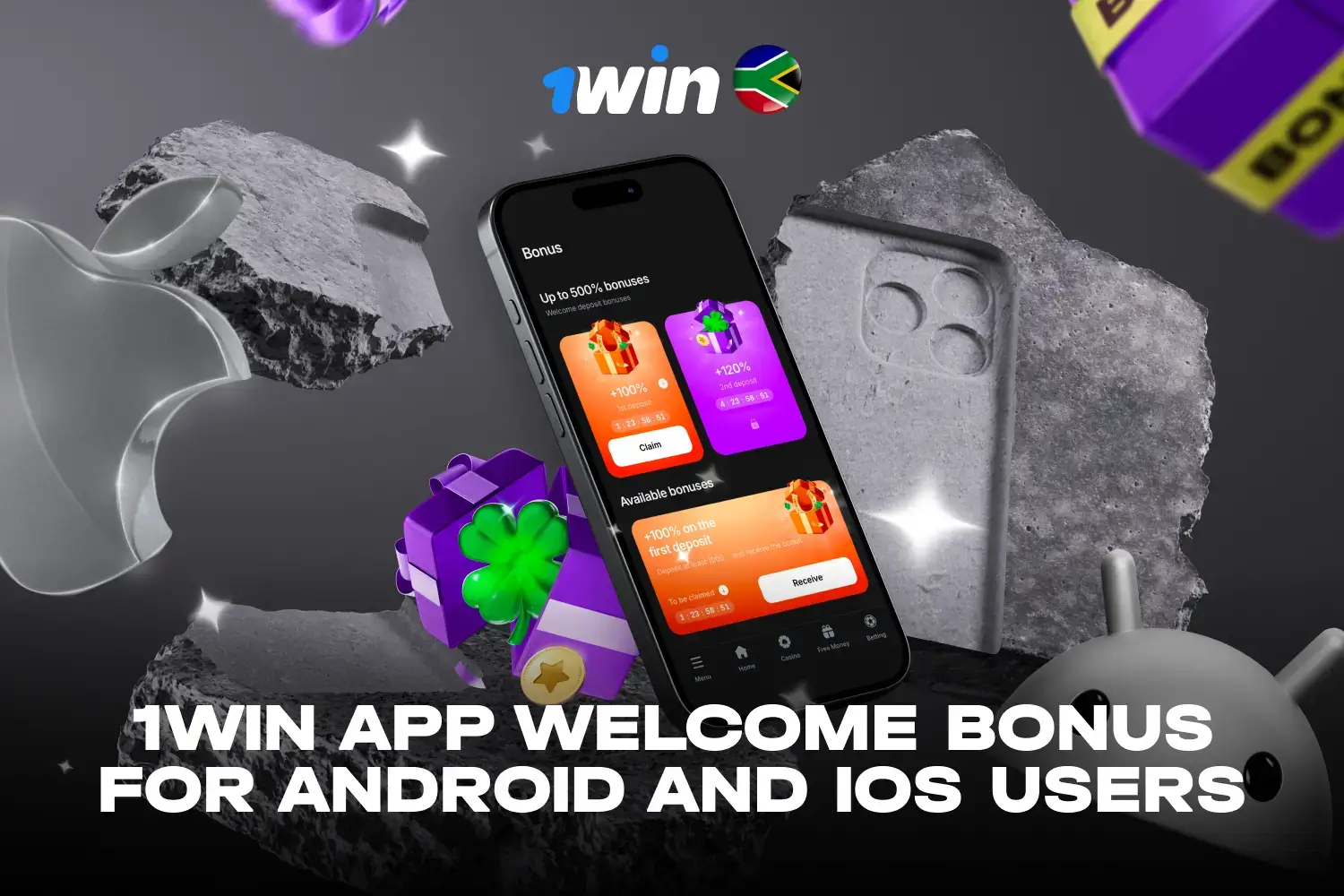 Banner detailing the 500 percent welcome bonus distribution